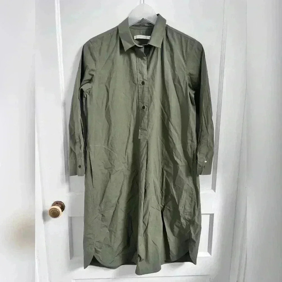 LAREIDA Parisienne Band Collar Lagenlook Tunic Top/Dress in Palm Green - Picture 2 of 5